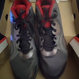 Nike Gray and Red High-Top Sneakers
